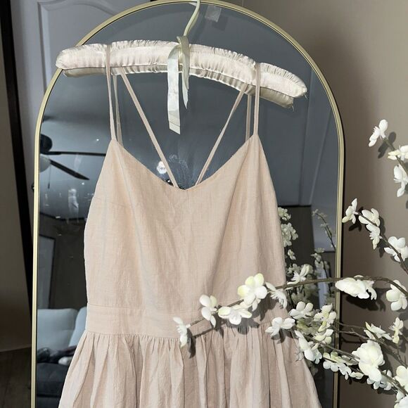 Comense Cotton And Linen Breathable Strap High Waist Dress Vacation Long Maxi M - Picture 5 of 8